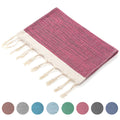 SHENGPENG Turkish Cotton Jacquard Tassel Design Blue Checkered Print Square Quick-Dry Golf Kitchen Towel for Home Use