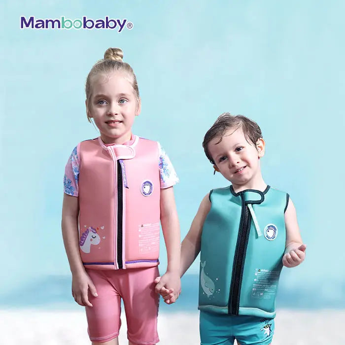 Mambobaby Children Swim Aid Vest Non-inflatable Children Swim Vest for Kids From 3-8 Years Old Children Safety Vest