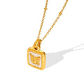 Romantic 18K Gold Plated 316L Stainless Steel White Sea Shell Butterfly Clavicle Chain Necklace for Women Daily Party Wear