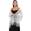 Source Factory Wholesale New Lace Mesh HeadScarf Fashion Evening Dress Luxury Paisley Lace Shawl Wedding Shawl With Tassels