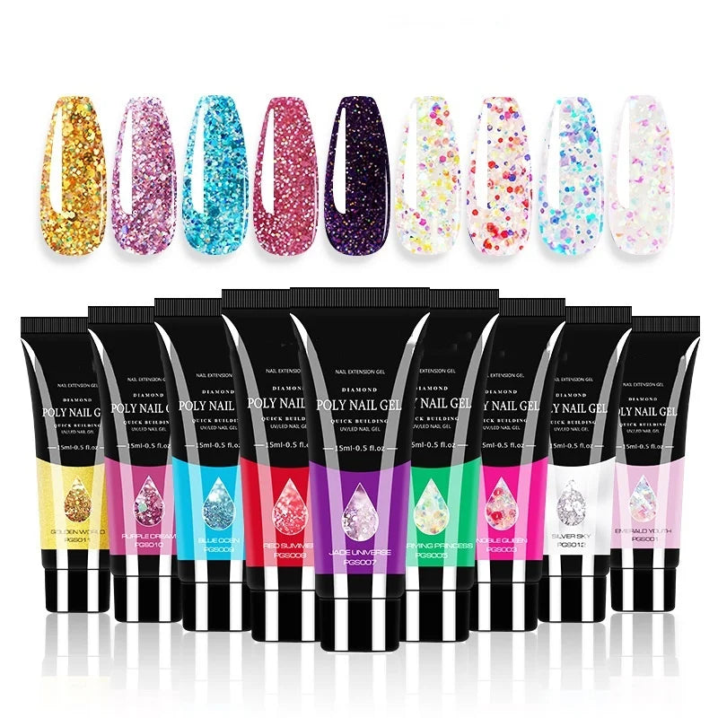 Wholesale 22 Colors Hot Sale Extension Acrylic Poly 15g Nail Gel Polish UV Gel Finger Quick Building Colourful Nail Gel Polish
