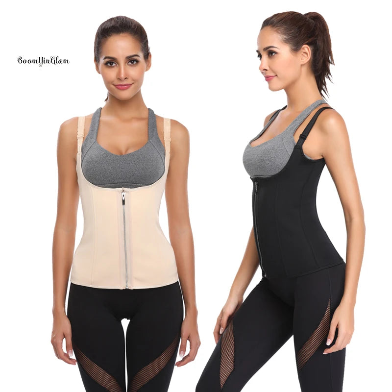Gym Sports Neoprene Plus Size Hooks and Zipper Bodyshaper Waist Trainer Vest Bodyshaper Corset for Women