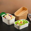 Wholesale Friendly Custom Print Paper Lunch Bowl Disposable Rectangular Thick Kraft Paper Bowl With Lid  for Bento Salad