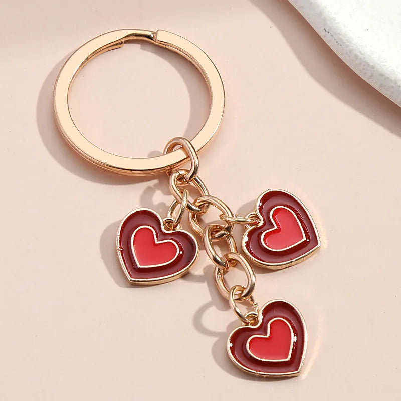 Manufacturer Enamel Heart Pendant Keychain Metal Keyring Custom logo Bag Backpack Key Ring Holder Accessories Car Key Chain