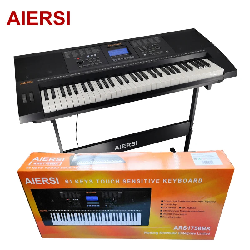 Aiersi Brand 61 Keys Electronic Organ Touch Response Big Size Keys Desktop Keyboard Professional Digital Piano Music Instrument