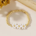 Go2boho Dinty Three Flower Design Waterproof Gold Seed Bead 18k Gold Filled Beaded Rings for Women Anniversary Gifts