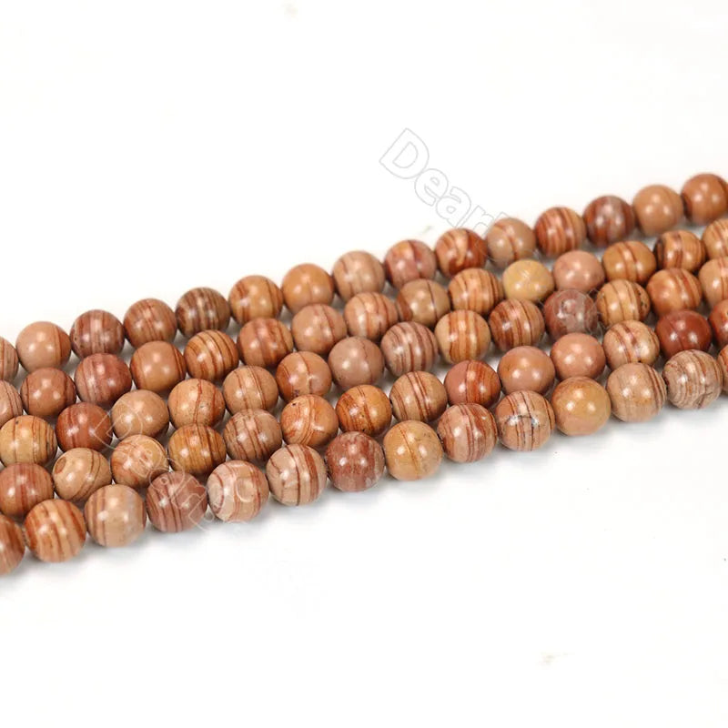 Wholesale Polish Round Natural Red Line Jasper Red Wooden Jasper Stone Beads for DIY Bracelets Making 6mm 8mm 10 mm