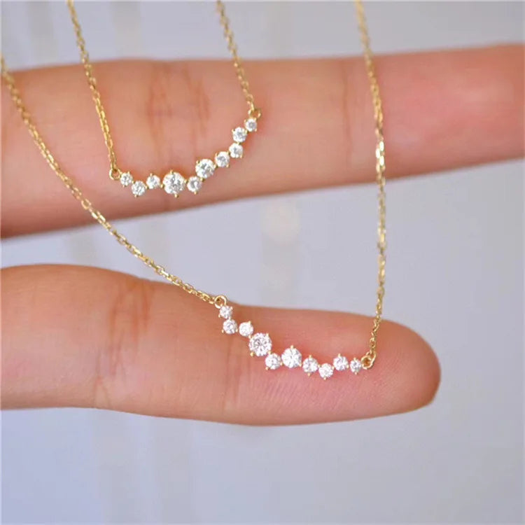 Hot Sale 925 Sterling Silver Claw Setting Zircon Irregularity Bar Charm Pendant Necklace for Women