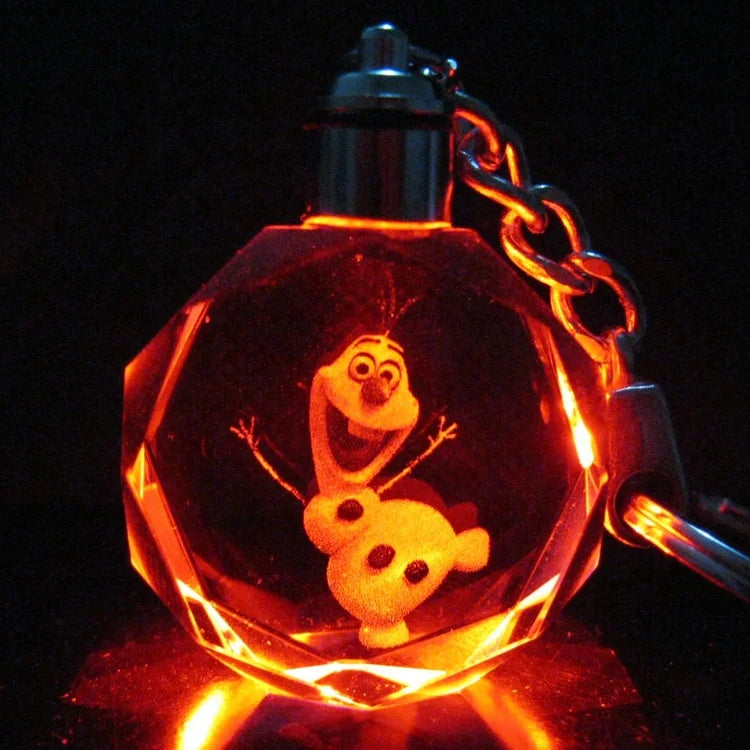 Custom Elsa Olaf Snowman Princess Crystal Keychain Rectangle Cartoon Acrylic Keyrings Perfect Christmas Souvenir Kid's Key Chain