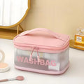 Modern Clear PVC Travel Cosmetic Storage Box Large Capacity Foldable Hanging Makeup Organizer Hook Waterproof Home Storage Case