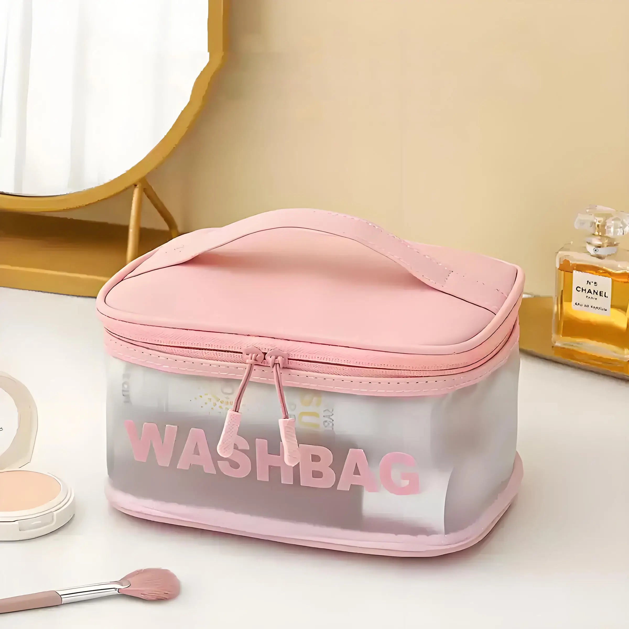 Modern Clear PVC Travel Cosmetic Storage Box Large Capacity Foldable Hanging Makeup Organizer Hook Waterproof Home Storage Case