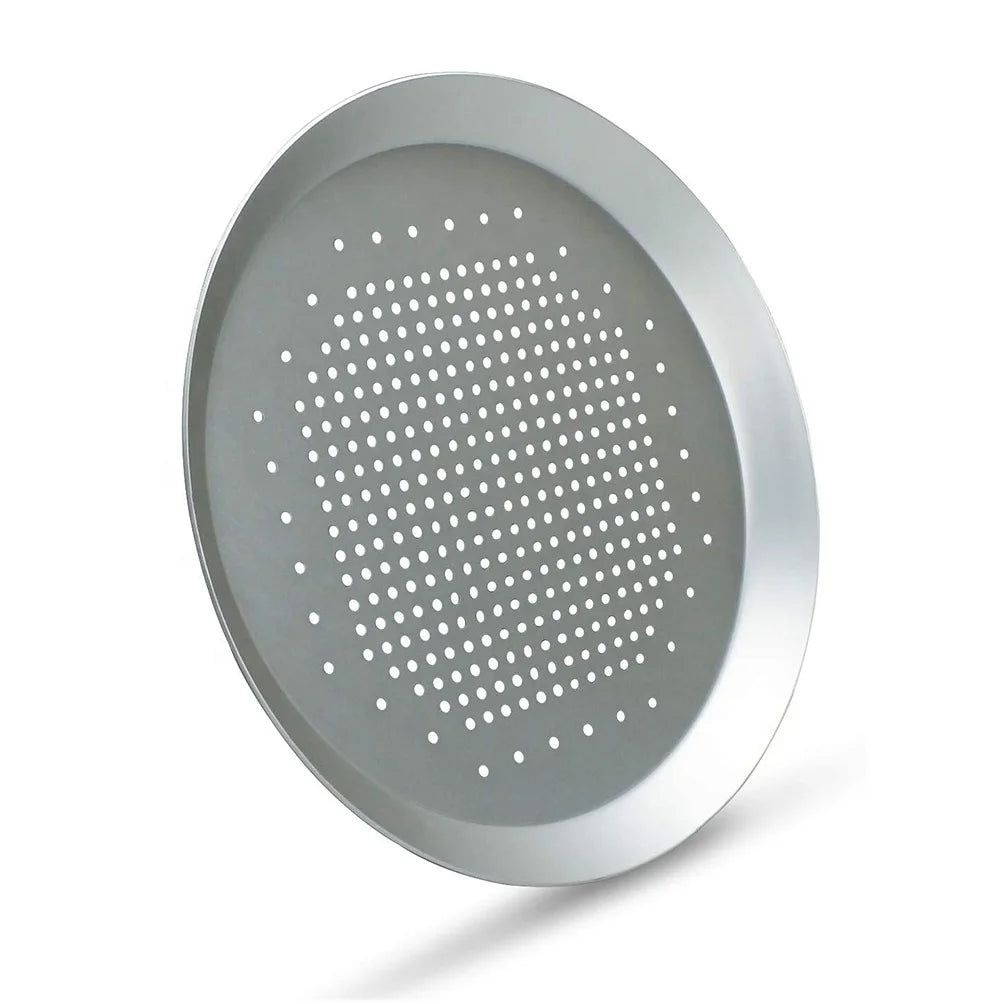 Round 9 Inch Pizza Baking Tray Aluminium Alloy Perforated Pizza Baking Pan
