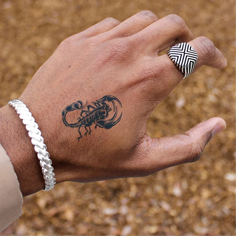 Bxtats 2023 New Herbal Temporary Tattoo Stickers 7 Different Style Semi-Permanent Waterproof Scorpion Design for Body Made Paper