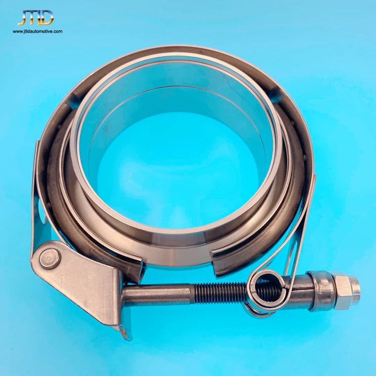JTLD 4.5 Inch Stainless Steel Exhaust Pipe V with Clip Male Female Flange Assembly Quick Release V Band Clamp