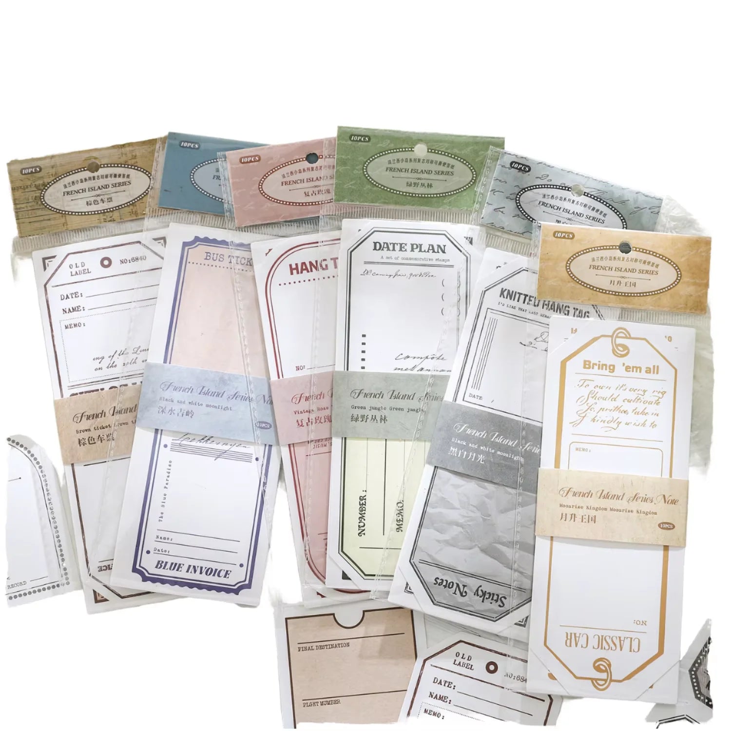 20 Sheets Per Pack of Sticky Notes French Island Series Retro Minimalist Handbook Decorative Collage Material