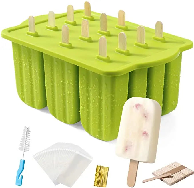BPA Free Popsicle Mold 12 Pieces Silicone Ice Pop Molds Reusable Easy Release Ice Pop Make DIY Mold