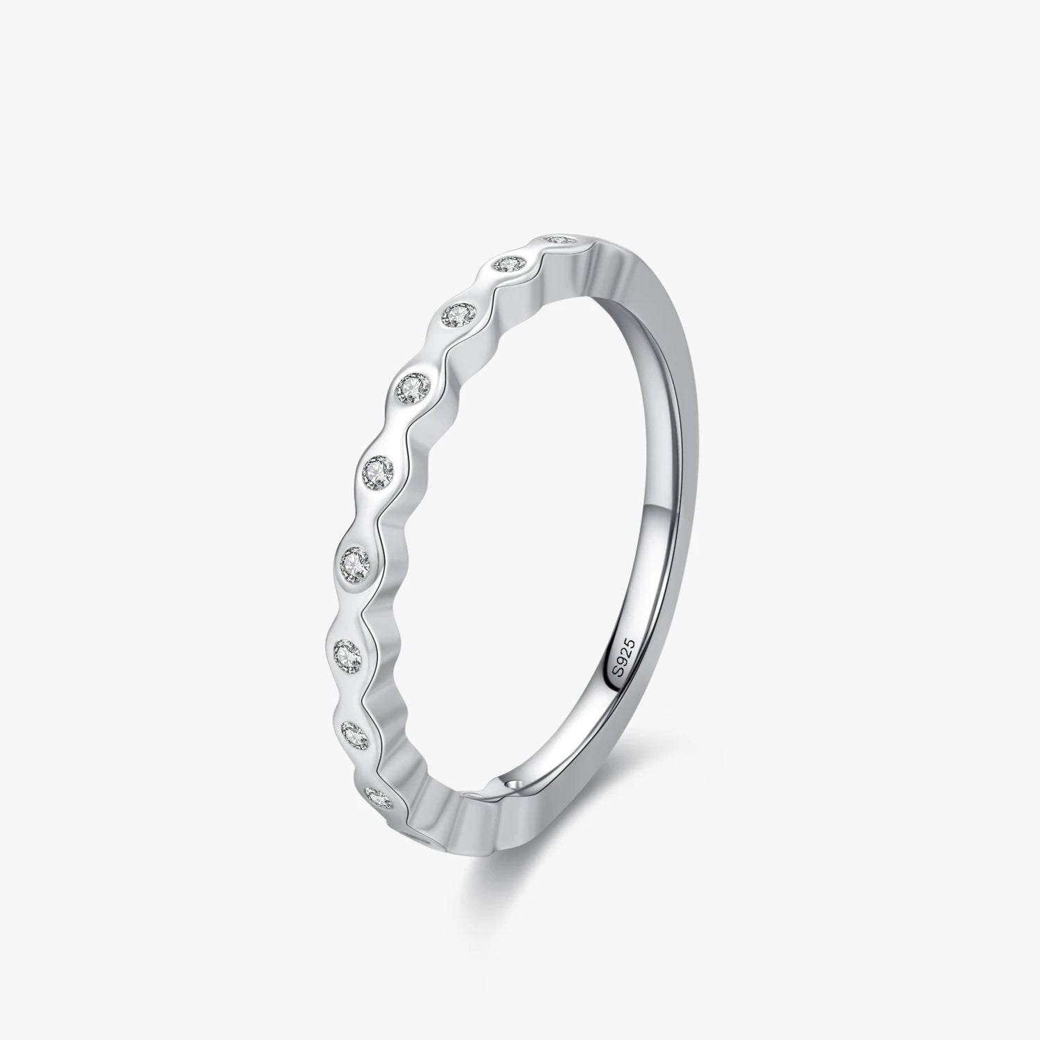 Ailmay 925 Sterling Silver Exquisite Simple Geometric Design CZ Stackable Rings for Women Classic Wedding Statement Jewelry