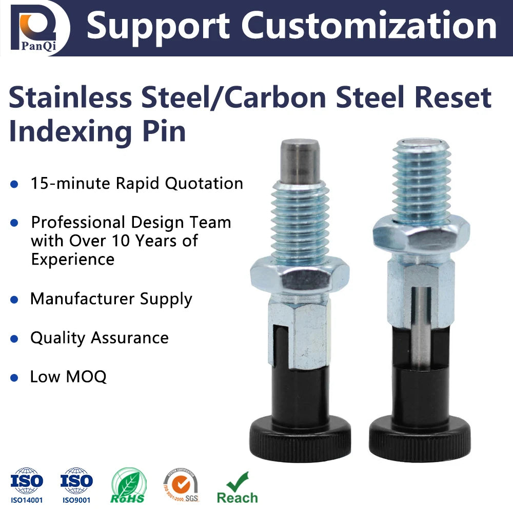 Stainless Steel Carbon Steel Self Locking Index Pin Spring Loaded Retractable Positioning Plunger Pin for Industrial Equipment