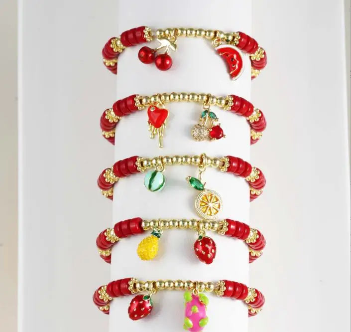 Hot-Selling Ladies Bracelet Gold-Plated Beaded Simple Cherry Watermelon Dragon Fruit Bracelet