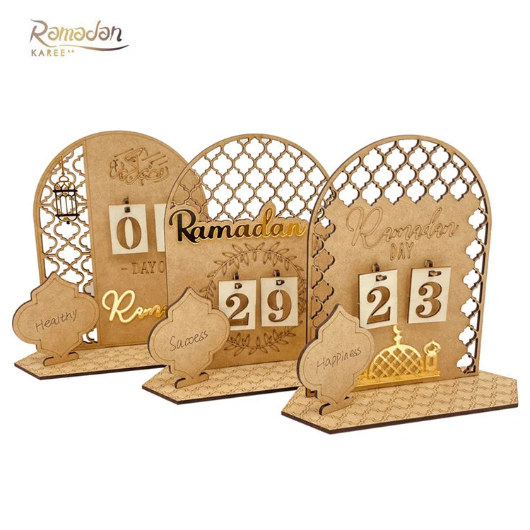 2023 New Wood Ramadan Advent Calendar Modern Style Mabarack Eid Home Countdown Calendar Eid Islamic Gift Ramadan Decoration