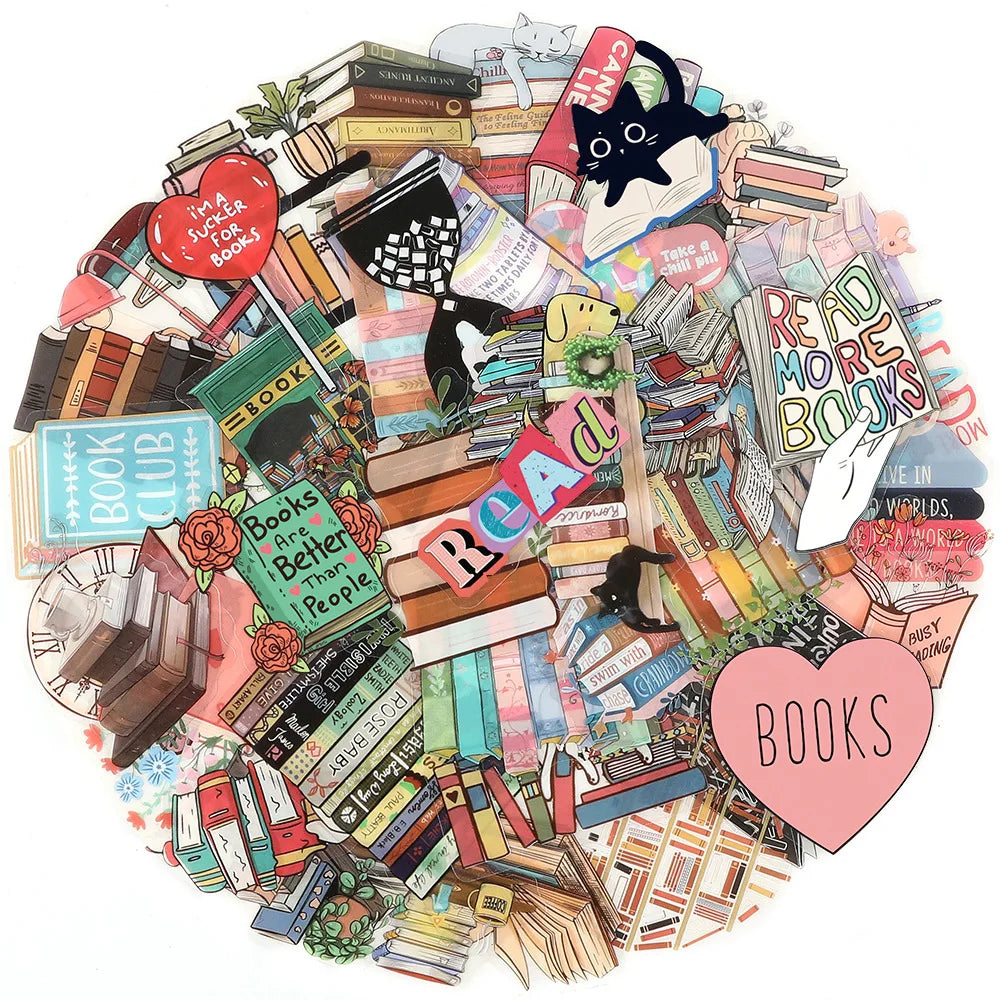50PCS Waterproof Unfading PET Transparent bookish gift reading book sticker