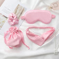 Soft Silk Satin Sleep Eye Night Blindfold Cover With Satin Hair Scrunchies Storage Pouch Headband Sleeping Set