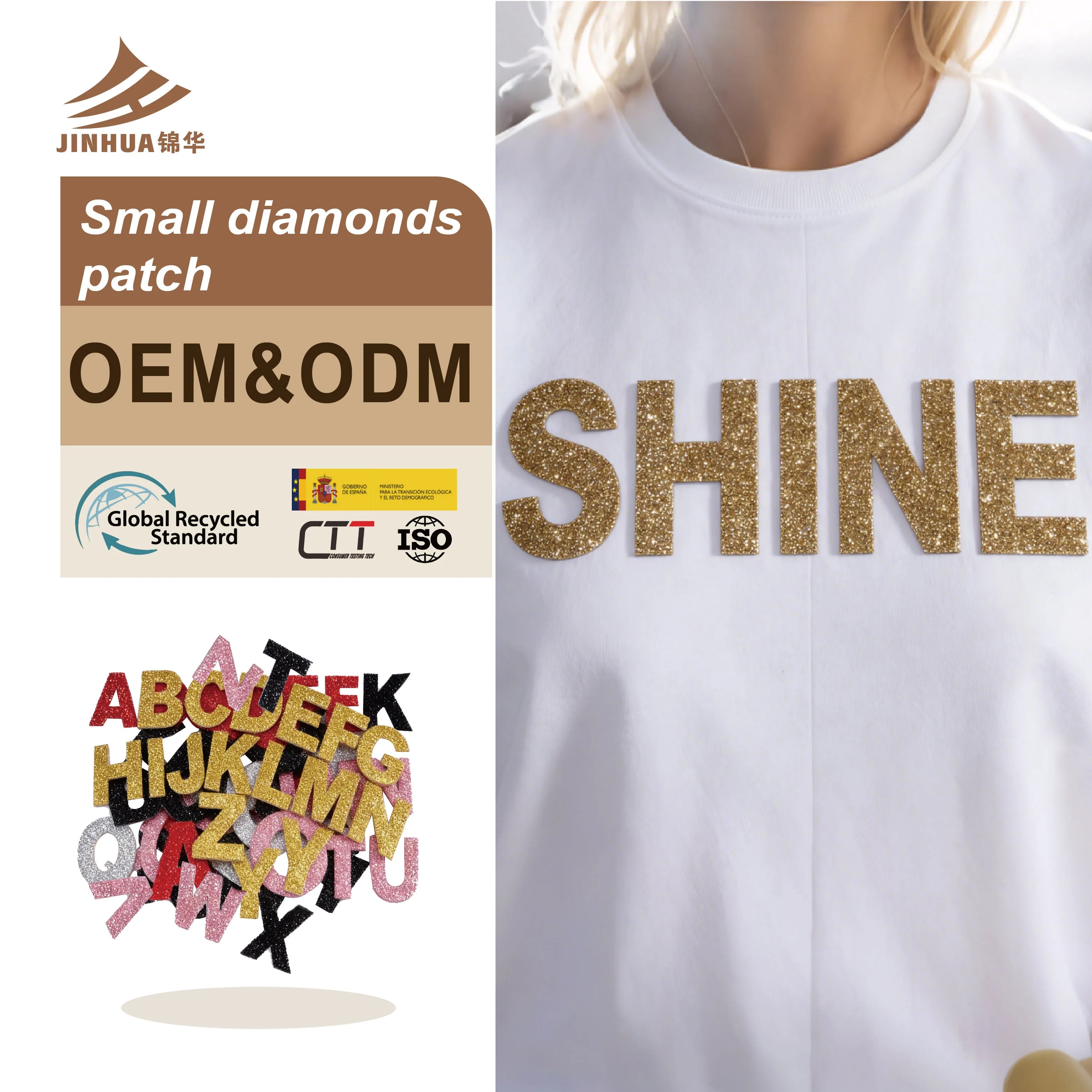 Customizable Tested Reach Gold Hotfix Embroidered 3D Rhinestone Letters Full Alphabet A-Z Flower Patch Adhesive Mesh Bling Hat