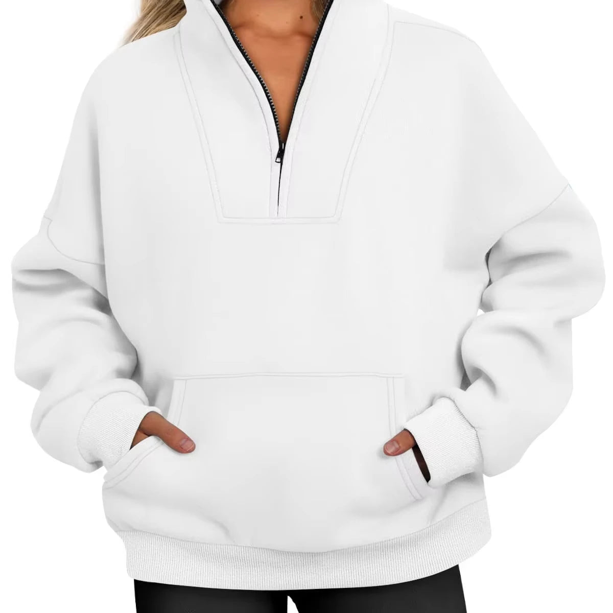 Autumn Half Zippull Sweatshirt for Women