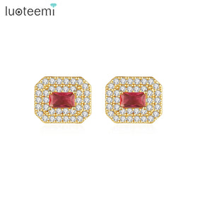 LUOTEEMI Fancy Earing Stud Korean Jewelry New Zirconia Elegant Lady Zircon Cute Trendy Earring Woman