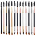Custom Logo Single Eye Makeup Pencil Thin Angle Brush for Eyebrows Double End Eyebrow Brush with Wood Handle