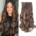 6PCS Clip in Hair Extensions for Women Black Brown Natural Soft Synthetic Hairpieces