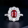 SGARIT Precious Gemstone Clear Ruby Ring Pendant 18K Gold Jewelry 1.66Ct Cushion Genuine Unheated Ruby Ring With Natural Diamond