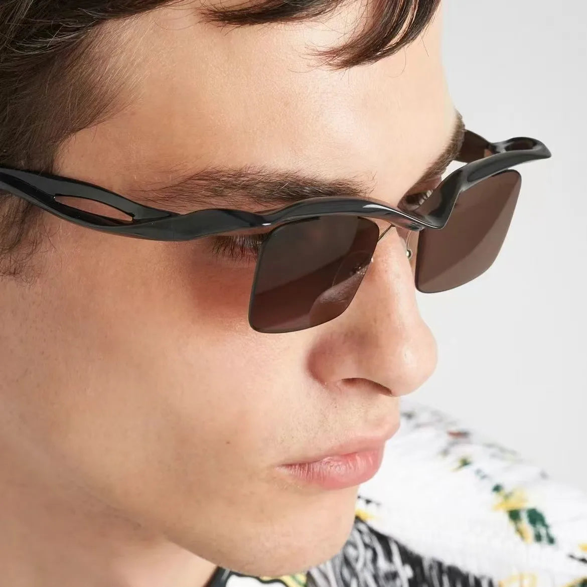 Half Frame Women Retro Vintage Sun Glasses Big Shades Oversized Square Men Sunglasses Fashion Luxury