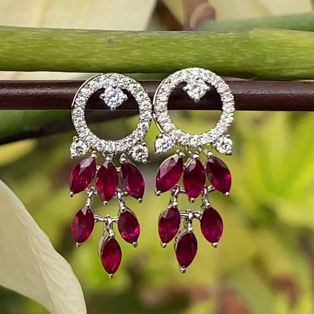 Luxury  Ear Ring Solid 18k Gold Jewelry Natural Ruby Gemstone Drop Earrings for Women 2022