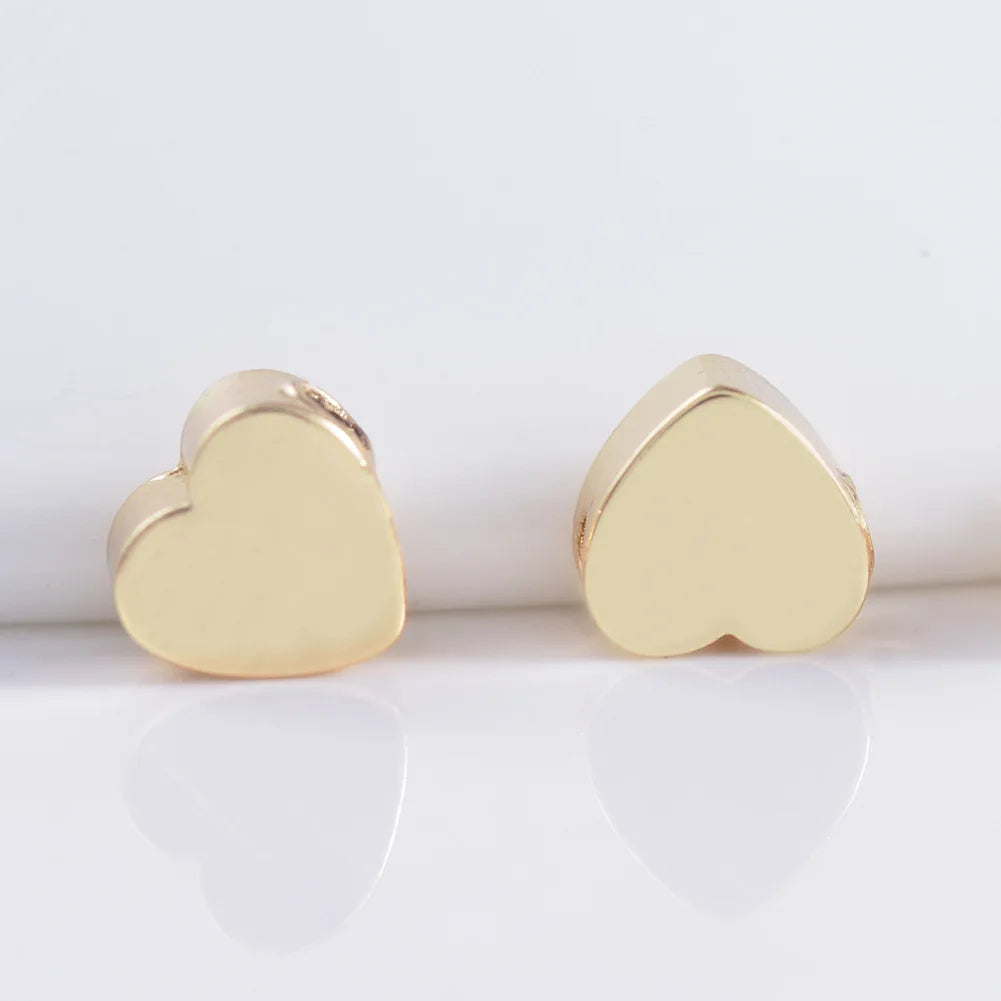 Shiny Gold Heart Spacer Beads 5mm Gold Charm Spacer Beads Brass Mini Hearts Beads for Jewelry Making Supplies