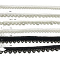 Handmade Unilateral Pearl Lace Ribbon Beaded Webbing DIY Clothing Accessories Collar Decorative White Black Lace Ribbon Braid