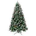Pointy Xmas Tree White Powder Red Fruit Mix Automatic Tree With Lights Christmas Tree Stock