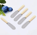 4 Inch Stainless Steel Sandwich Cream Cheese Condiment Knives Set Straight Edge Wide Butter Spreader with Wood Handle