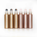 Ninety-nine 10ml Rose Gold Glass Roll-on Perfume Bottle Refillable Essential Oils Screw Cap Cylinder Rose Quartz Custom Logo CN