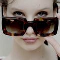 2024 New Designed Custom LOGO Big Oversized Frame Ladies Demi Color Rectangle Fashion Sunglasses UV400 PC Lenses