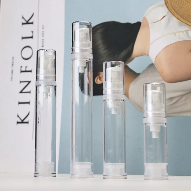 Best Selling Small Mini Lotion Pump Spray Bottles 5ml 10ml 12ml 15ml clear Airless Bottle for Cosmetics