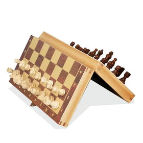 29cm*29cm Wooden Chess Set Folding Magnetic Large Board With 34 Chess Pieces Interior Board Game Set Standard Chess
