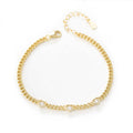 925 Sterling Silver Fashion Jewellery Round White Cz Curb Chain Multi-charms