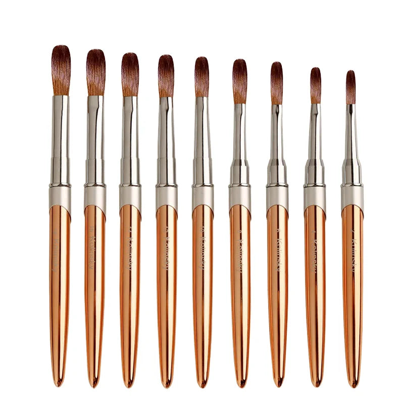 2022 Rose Gold Metal Handle Acrylic Nail Brush 100 Kolinsky Acrylic Nail Brush Kolinsky Kolinsky Brush for Acrylic Nails