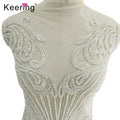 Keering Stock White Color Mesh Applique Handmade Beaded Fringe Dress for Panel  WDP-176