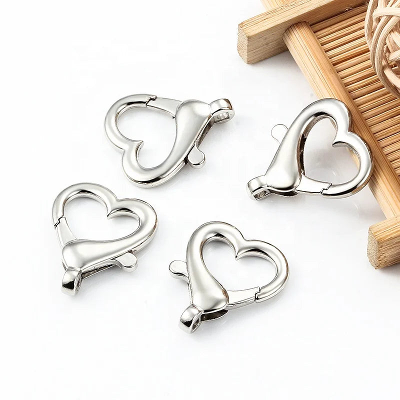 DIY Heart Shape Lobster Buckle Clasps Necklace Ring Holder Hook Carabiner for Lobster Clasps Jewelry Making