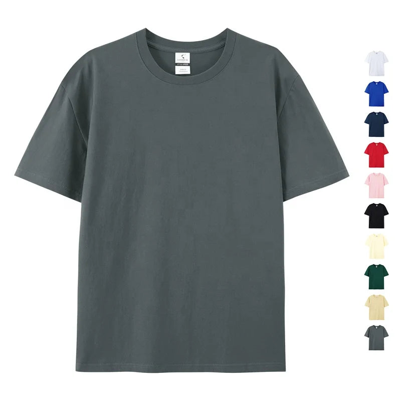 Wholesale Premium Cotton  220gsm Blank Short Sleeve Shirt Custom Printing Embroidery logo Round Neck Tee Shirt