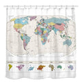 Popular White World Map Graphic Bath Curtain National Flag Pattern Digital Print Waterproof Shower Curtain