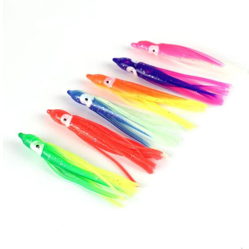 9cm 12cm 7 Colors Octopus Squid Skirt Lures Artificial Soft Bait PVC River & Ocean Boat Fishing No Hook