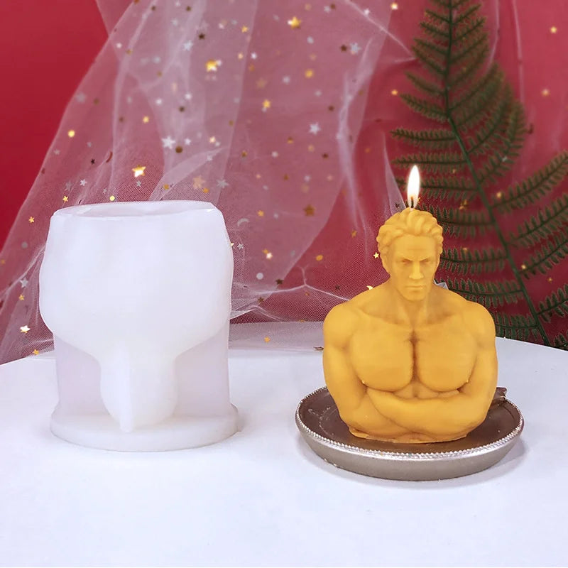 3D Handmade Half Body Fitness Art Silicone Mold Man Strong Muscle Male Candle 8.5x6x10cm Eco-Friendly